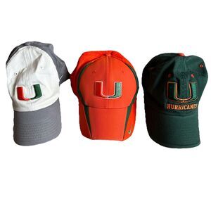 Miami Hurricanes Men’s Youth Hat Cap Nike Pro Flex Top Of The World M Lot Of 3